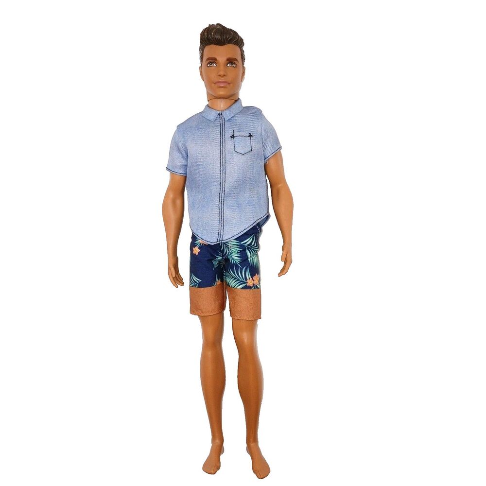 Barbie Fashionistas Ken Doll w/  Beach Fun  Shirt & Shorts Mattel 2015 READ